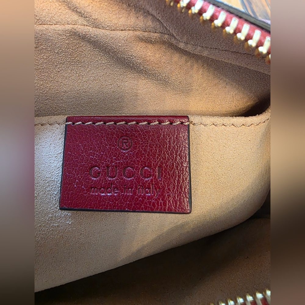💙 Gucci Ophidia Mini Crossbody Bag in Blue Suede with Red Leather - Picture 11 of 14